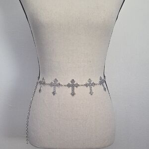 Silver/black Cross Chain Belt
